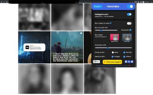 HaramBlur detects and blurs out Haram content in images, frame by frame