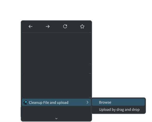 When select file from context menu or extension icon, file's metadata will automatically removed and uploaded directly