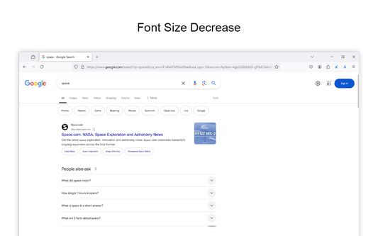 Font Size Decrease