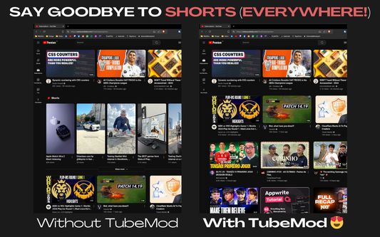 TubeMod also allows you to remove shorts from everywhere else!