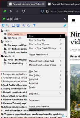 Feeds Context Menu