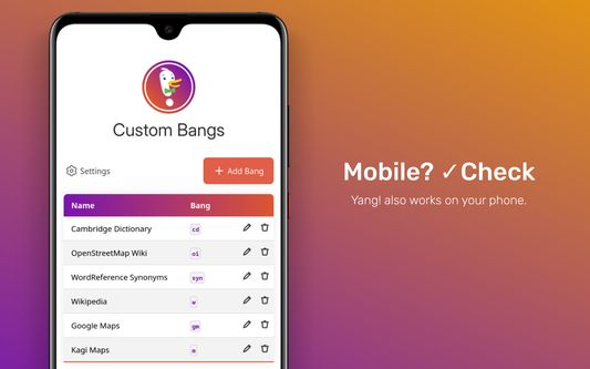Mobile? Check. Yang! also works on your phone.