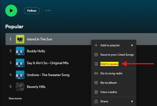 Make that "Add to queue" in the context menu stick out!