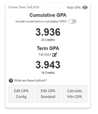 Dashboard GPA card