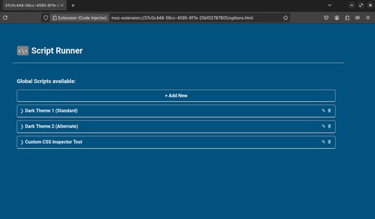 Options page to edit all global scripts.