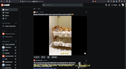 When "Hide recent subreddits" is disabled