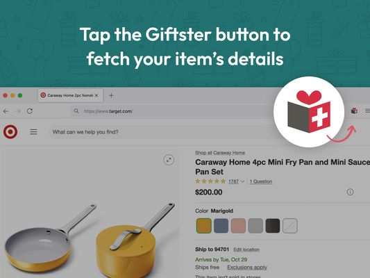 Tap the Giftster button to fetch your item's details.