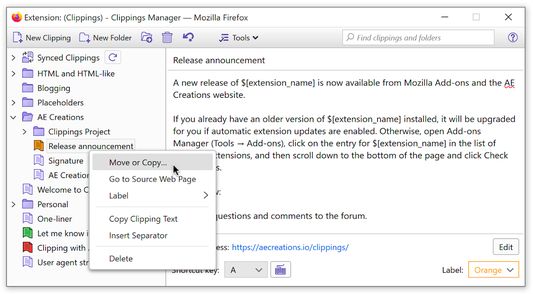 Organize your clippings with Clippings Manager.