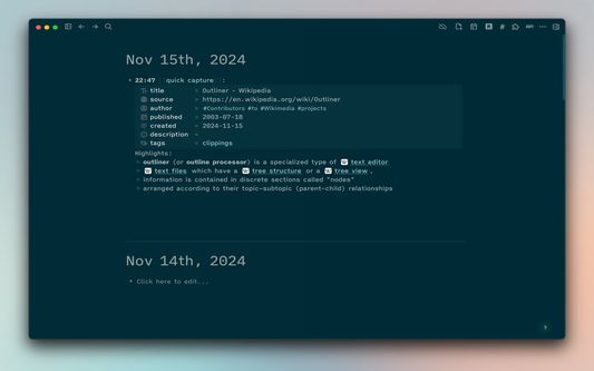 Saved text in Logseq