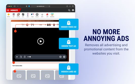 No more Annoying ads - removes all advertising and promotional content from the websites you visit.