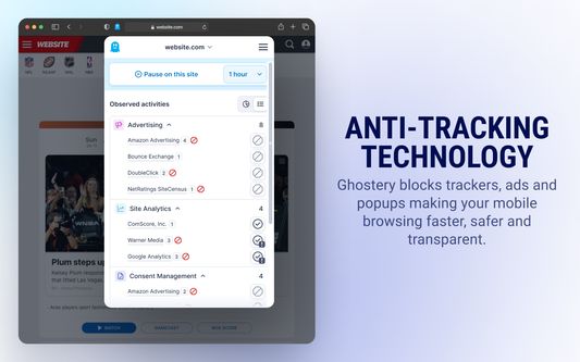 Anti-tracking technology - ghostery blocks trackers, ads and popups making your mobile browsing faster, safer and transparent.