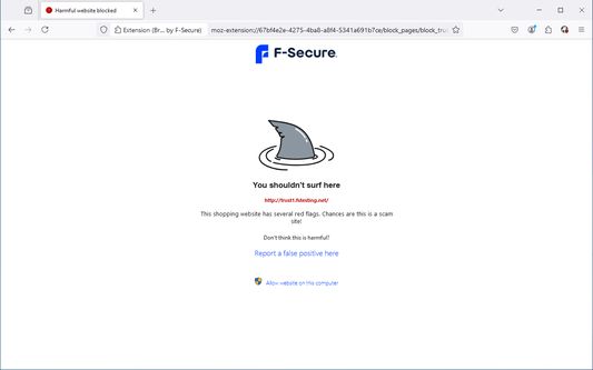 Block page for unsafe website
