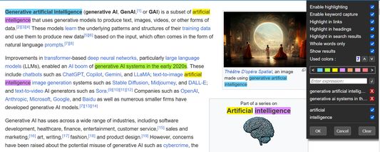 Highlighting keywords and expressions