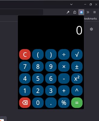A screenshot of a calculator floating under and to the right of the Firefox address bar