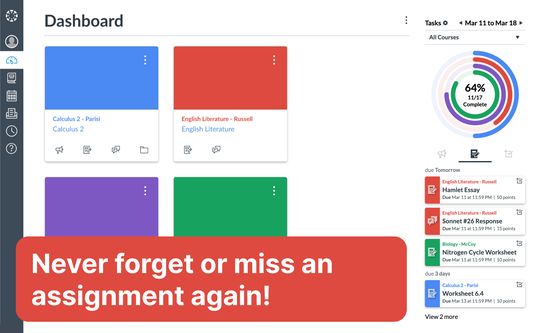 Tasks for Canvas on Canvas dashboard.
