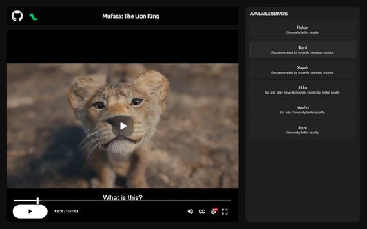 Movie player webpage.