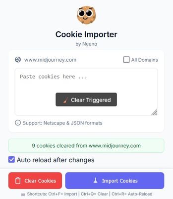 Clearing cookies using shortcuts