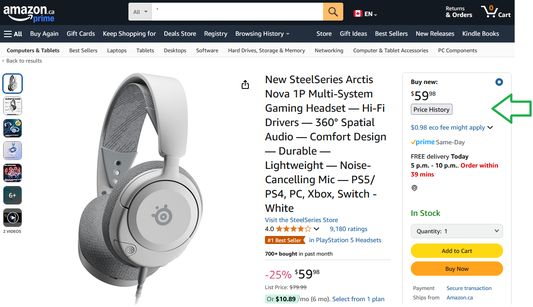 Add a button to your Amazon products to track price history.