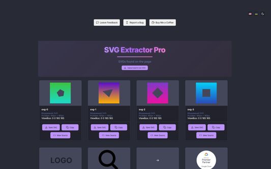 SVG Extractor – Download All SVGs in One Click!

<b>SVG Extractor</b> is the ultimate tool for designers, developers, and creatives who need quick access to vector graphics. This ultra-lightweight Firefox extension allows you to extract and download every SVG file from a webpag