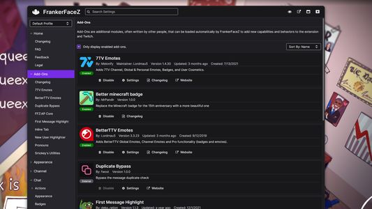 Duplicate Bypass on the FFZ add-ons list