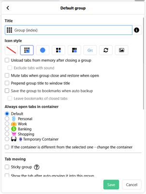 You can set the default settings for a new group