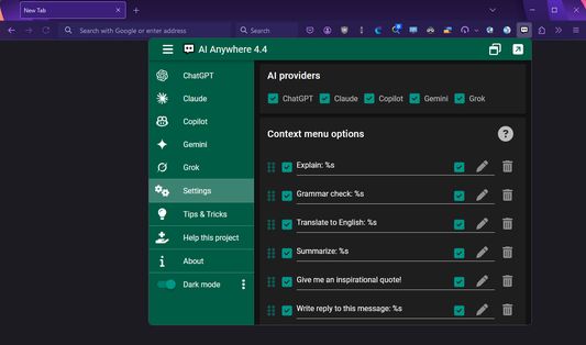 Create custom context menu items.