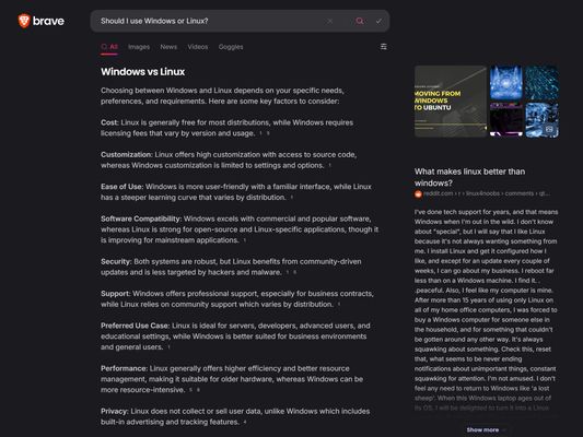 Brave Search's Answer with AI engine.