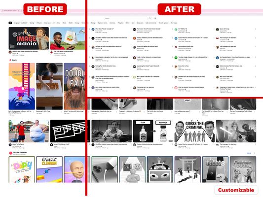 UI differences from hiding different elements