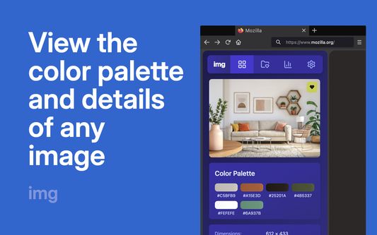 View the color palette and details of any image