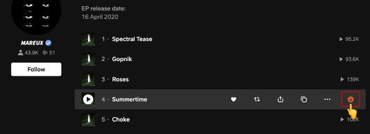 The download button next to SoundCloud tracks in a playlist.