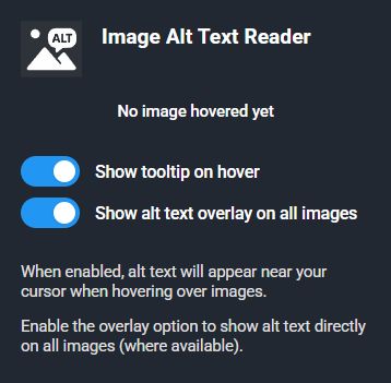 Alt Text Reader Popup