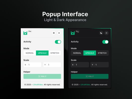 Popup Interface – Light & Dark Appearance