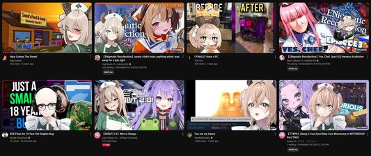 Nimi Nightmare overlaid onto several YouTube thumbnails.