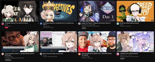 Nimi Nightmare overlaid onto several YouTube thumbnails.