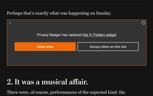 Privacy Badger replaces potentially useful trackers with click-to-activate placeholders.