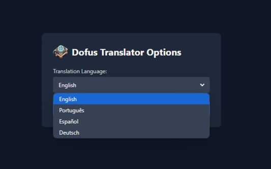 Options page to select language