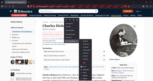 Right click on a webpage using your mouse, trackpad or keyboard, to open Archivologist's menu and pick your preferred archive and cache destination. Don't forgot to drop in a small something in our tip jar using ❤️ Give as a token of your love, support, encouragement and wishes!