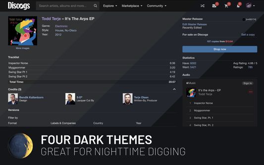 Choose from four different dark themes!