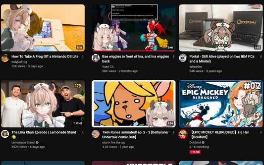 Nimi Nightmare overlaid onto several YouTube thumbnails.