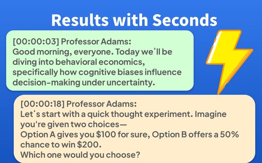 Transcribe audio and video files in seconds with lightning-fast AI processing and smart formatting for clean output.