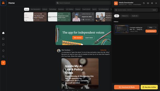 Run on any substack based website