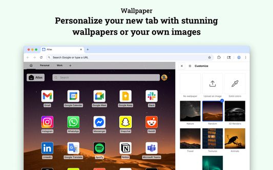 Wallpaper - Personalize your new tab with stunning wallpapers or your own images