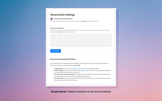 Works on all sites by default. The "Allow All" setting is enabled on first install for a simple, out-of-the-box experience.