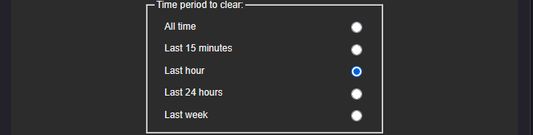 Revolutionary time period selection: Choose exactly which timeframe to clear - from last 15 minutes to entire history. Perfect for developers who need precise control during testing workflows.