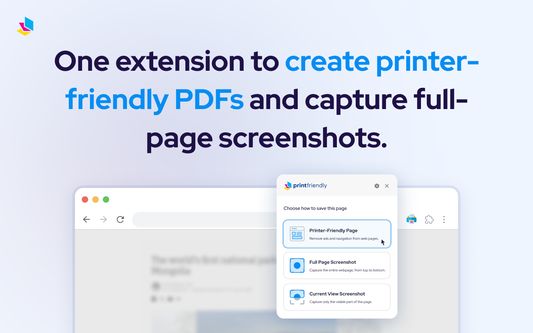One extension to create printer-friendly PDFs and capture full-page screenshots.