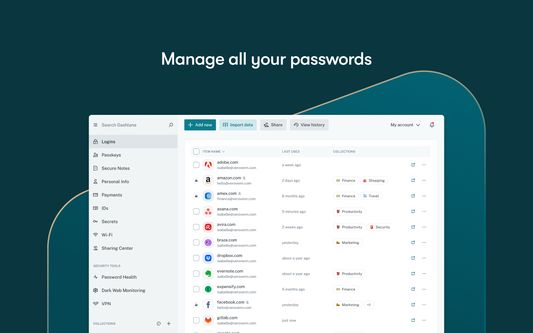 Manage all your passwords