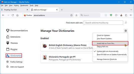 Installing the dictionary on Firefox (2025-09-26)