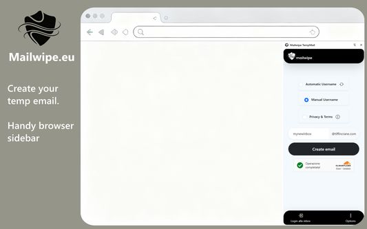 Create your temp email. By handy browser sidebar. It remains accessible in all tabs already open.