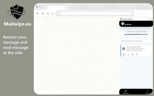 Receive your message and read message at the side. Simple and useful commands to delete, download the message in .eml or .html and thanks to report shield check for the presence of trackers or unsafe links.