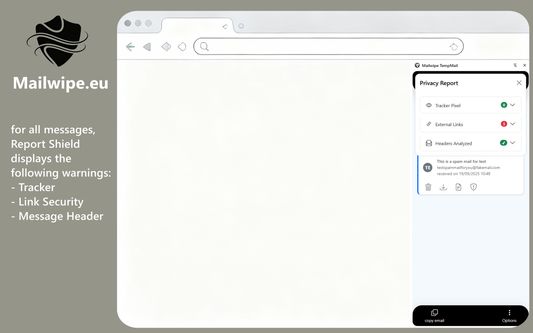 for all messages, Report Shield displays the following warnings:
- Tracker
- Link Security
- Message Header